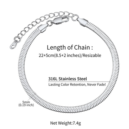 U7 Ankle Cuban Link Snake Figaro Bracelets