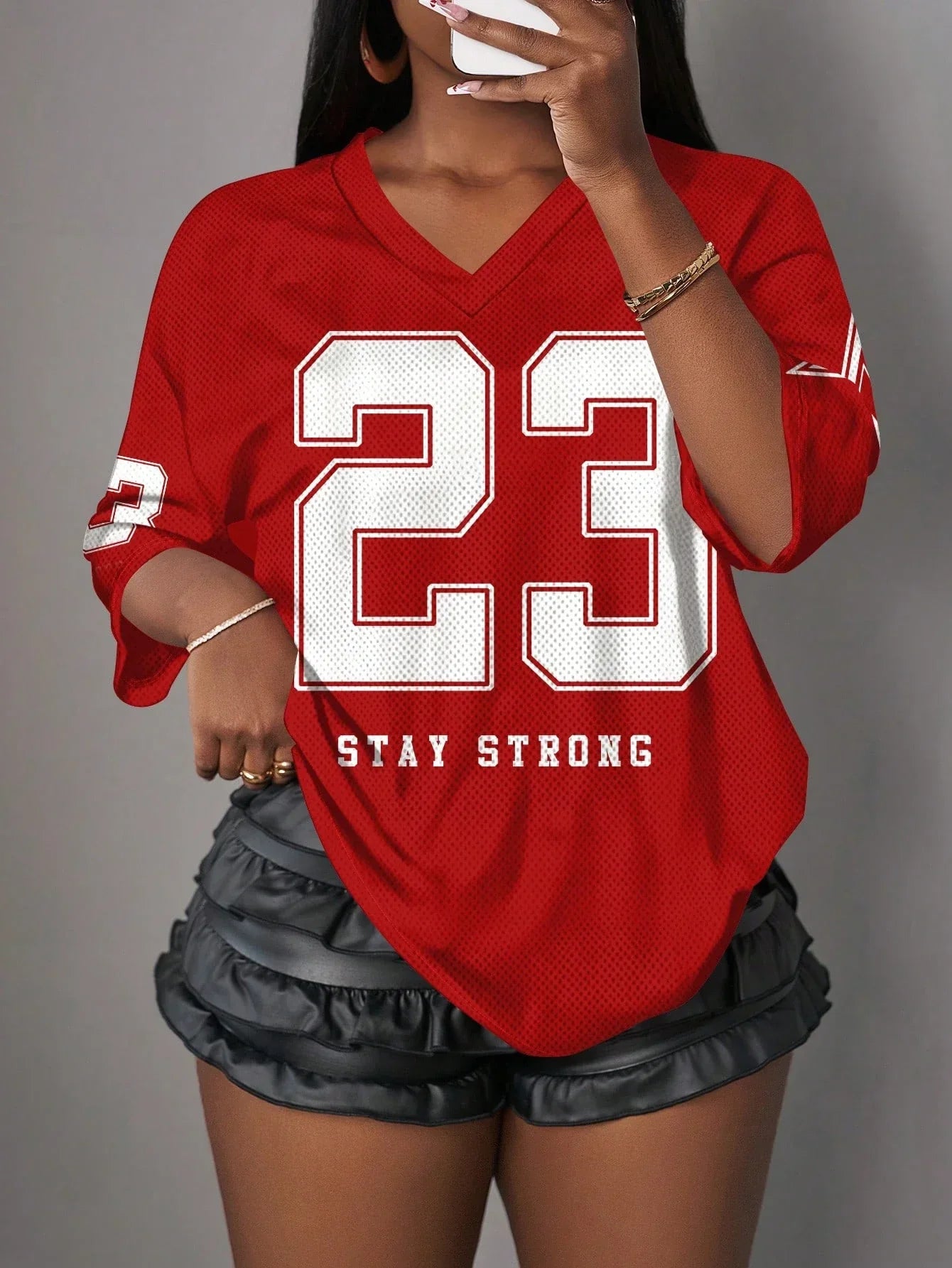  Casual Minimalist Letter NO.23 Graphic T-Shirt