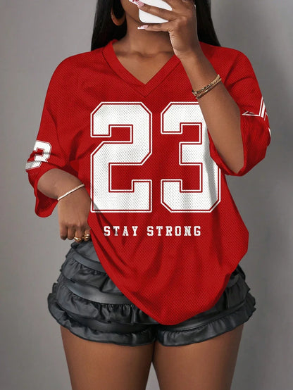  Casual Minimalist Letter NO.23 Graphic T-Shirt