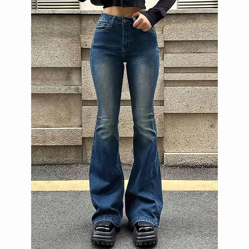 High Waist Flared Jeans Trousers