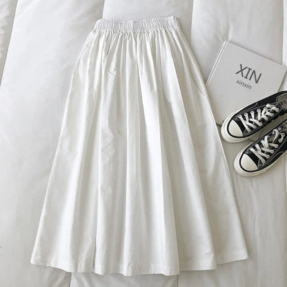 High-Waisted Pleated Long Casual Elegant Skirt