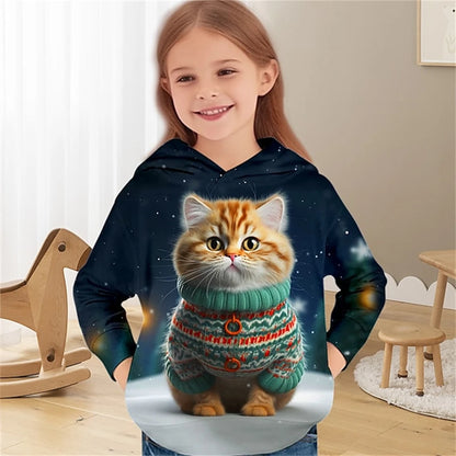 Cat 3D Print Spring Casual Sweatshirts Hoodies