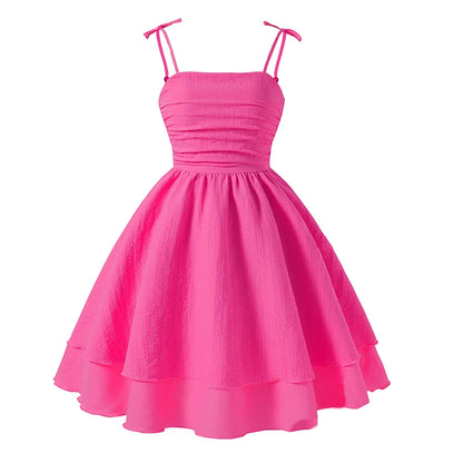 Pink Tiered Sling Princess Sweet Style Tween Girls Dress