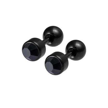 2Pcs Surgical Steel Crystal Screw Ball Stud Earrings