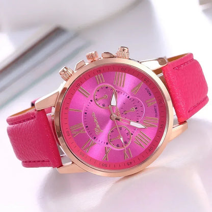 Leather Simple Quartz Wristwatch