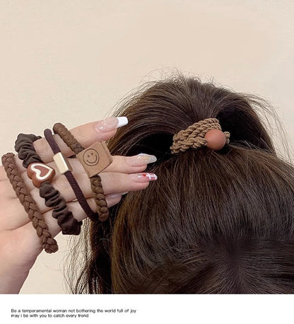 5/10pcs Simple Heart Ball  Scrunchie  Ties Ropes