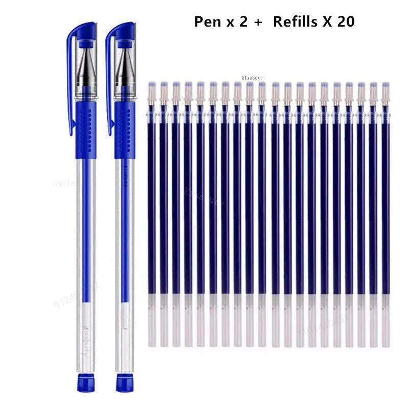 10/12/20/22Pcs Gel Pen Black/Blue ink 0.38/0.5/0.7mm Stationery