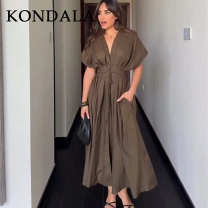 Vintage Single Breasted Sashes Draped Sleeveless Chic Dresses
