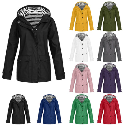 Rain Heat Retaining Outdoor Plus Size Waterproof Hooded Raincoat Coat