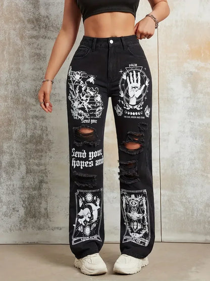 Street INS Ripped Straight Jeans Pants