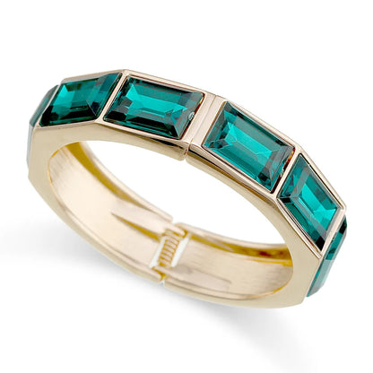 Minimalist Green Zinc Alloy Bangles Geometric Wide Cuff Open Bangle Bracelets
