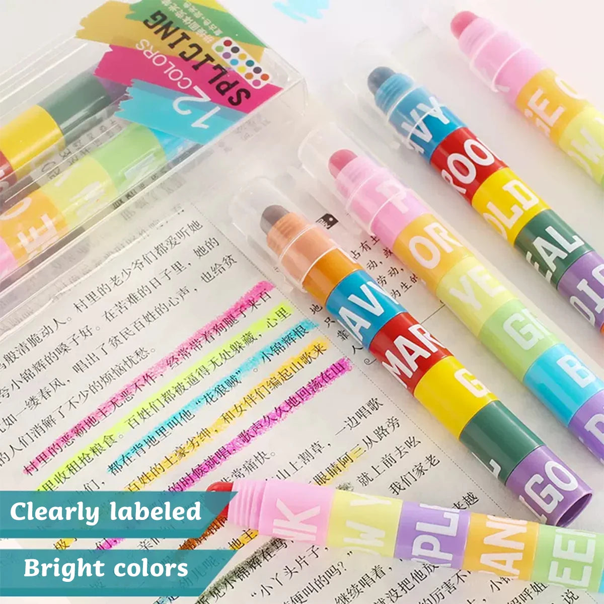 12 Color Splicing Highlighter Multi-color Pen Graffiti Line Marker Pen