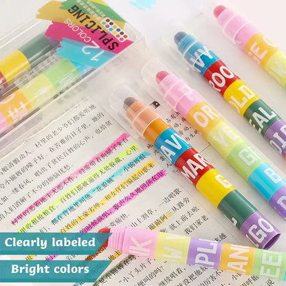 12 Color Splicing Highlighter Multi-color Pen Graffiti Line Marker Pen