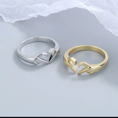 925 Sterling Silver Adjustable Open Hug Heart Ring