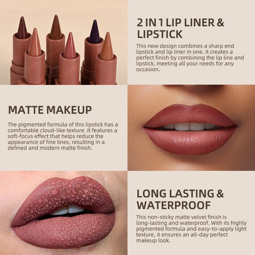 Matte Liner Lipstick Pen Gradient Lip Liner Red Brown Lipsticks