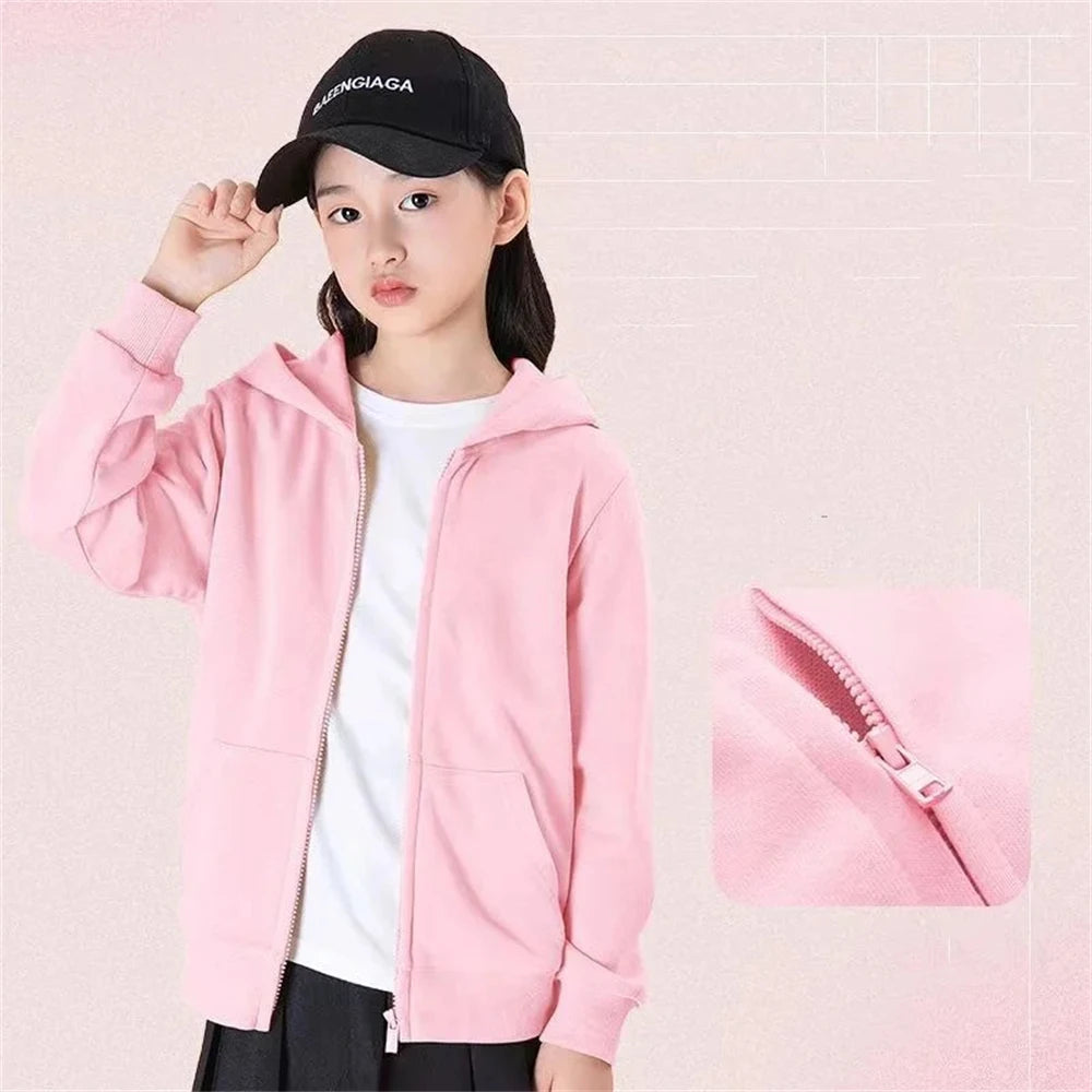 Zipper Style Hoodies Coat  Age 3-12 Kids Kawaii Sweatshirt