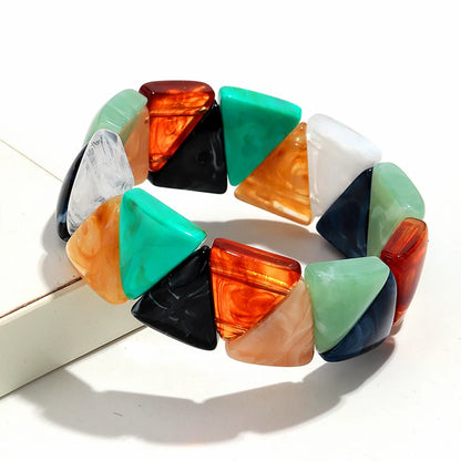 Acrylic Geometric Triangle Marble Elastic Beads Bracelets