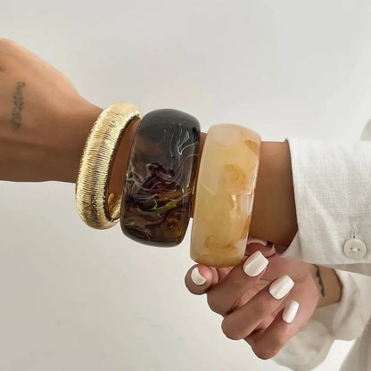 Vintage Geometry Resin Acrylic Thick Wide Bracelets