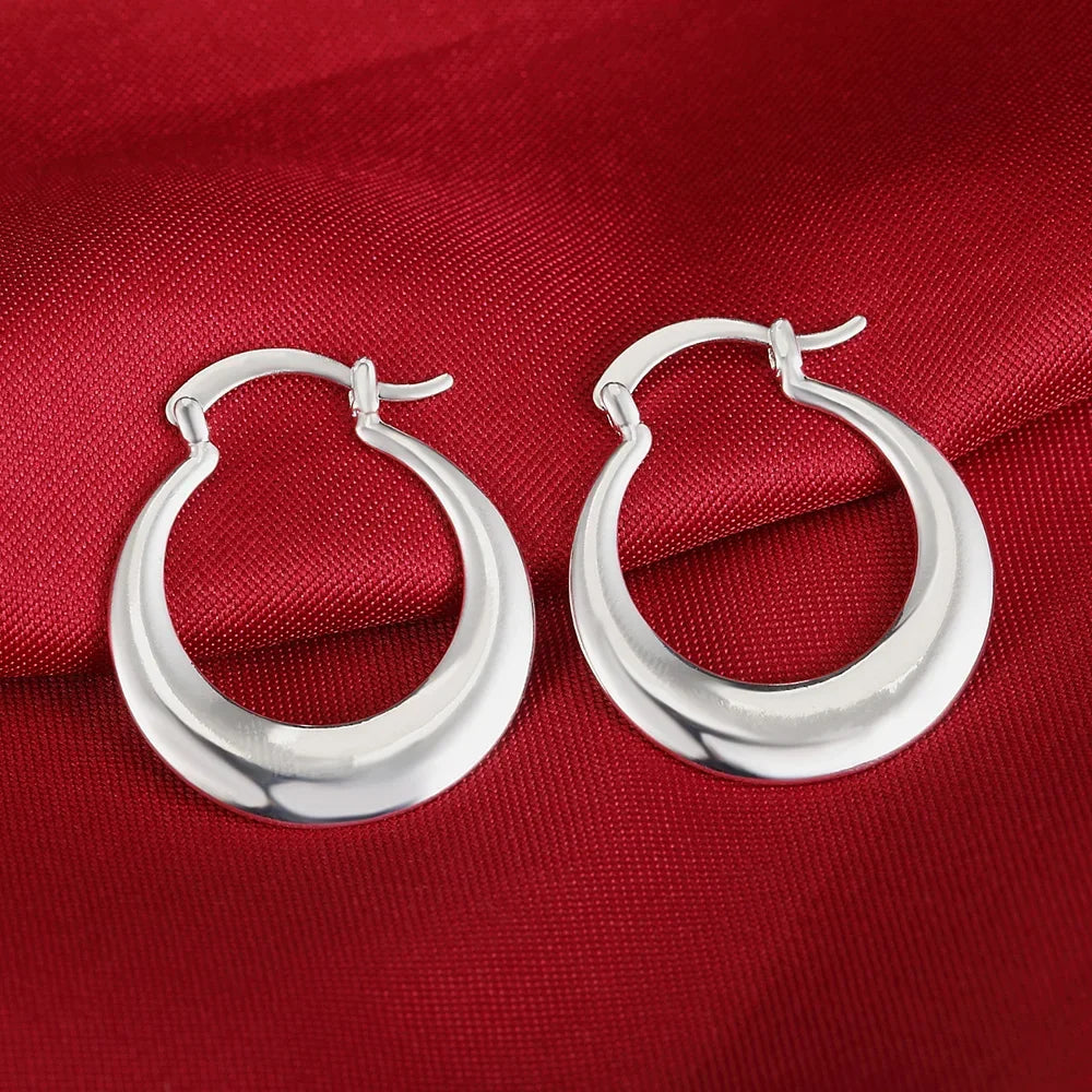 925 Sterling Silver Round Circle Hoop Earrings