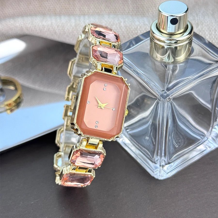 Rhinestone chain rectangular color case rhinesto watch