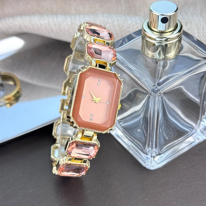 Rhinestone chain rectangular color case rhinesto watch