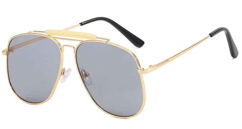 Metal Frame Pilot Luxury Square Oversize Sunglasses