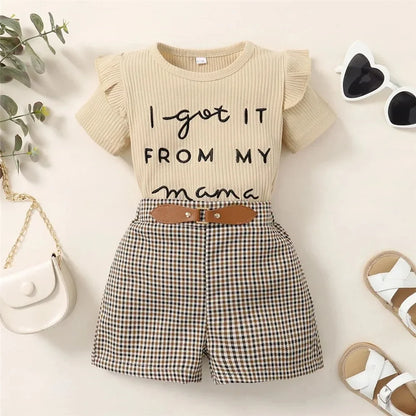 Toddler Baby Girl Letter Print Short Sleeve Set