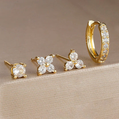 DANA 18K Gold Plated Flower Earrings Set