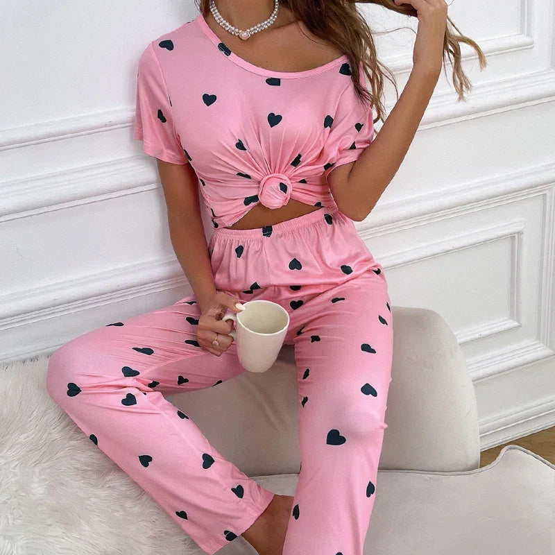 Cartoon Print Pajama Sleepwear Set