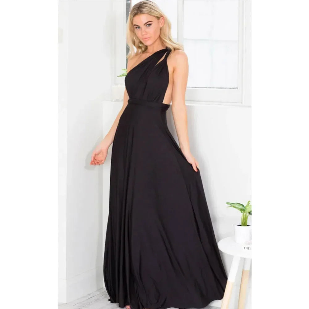 Multi-worn V-neck Vestidos De Fiesta Long Sexy Maxi Dress