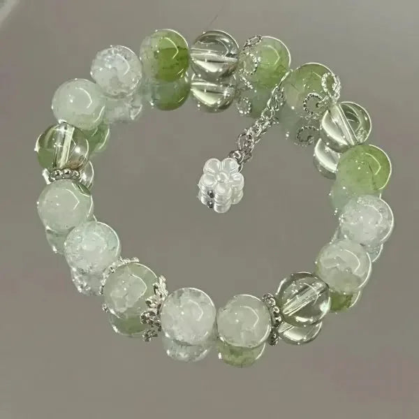 Fairy Butterfly Green Bead Tassels Chain Bracelet