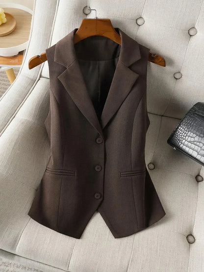 Vintage Brown Custom Waistcoat Sleeveless Lapel Suit Vest