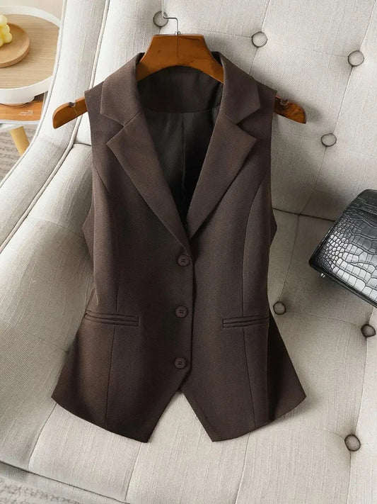 Vintage Brown Custom Waistcoat Sleeveless Lapel Suit Vest