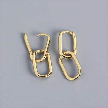 Double Loop Gold Color Geometric Earrings