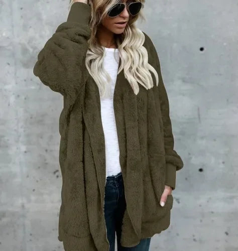 Double Fleece Long Sleeve Oversized Jacket