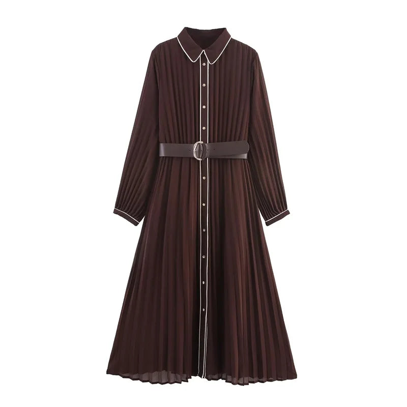 Russet Long Sleeves Maxi Dress