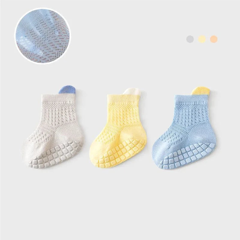 3pairs/lot 6 Colored Of Net Eye Non-slip Cotton Socks