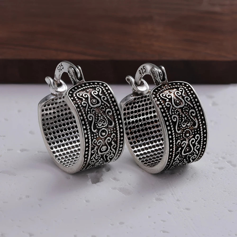 925 Sterling Silver Frosting Hoop Earrings