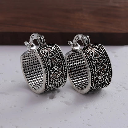 925 Sterling Silver Frosting Hoop Earrings