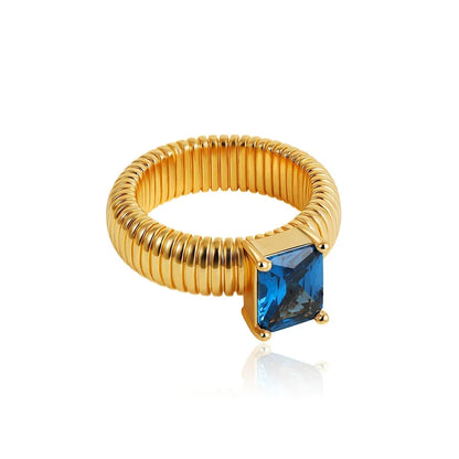 DANA 18K Gold Crystal Chunky Striped Rings