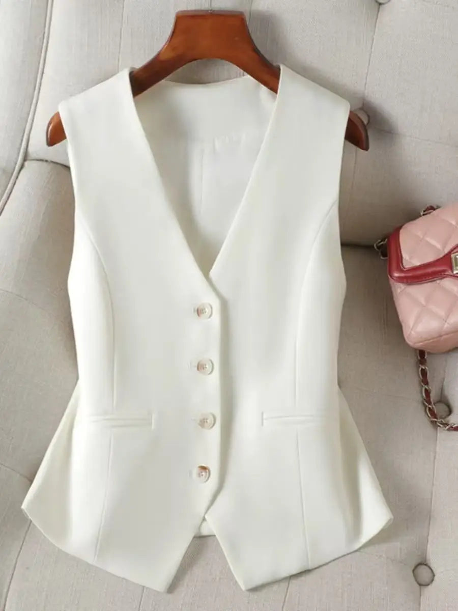 Formal Business Sleeveless Tailored Button Up Waistcoat Slim Fit Vest