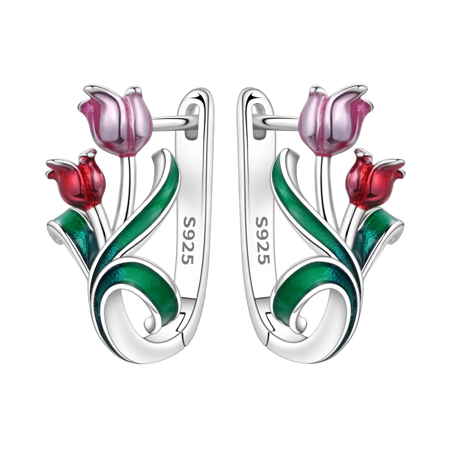Orstarry Original 925 Sterling Silver Blue Iris Flower Earrings