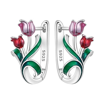 Orstarry Original 925 Sterling Silver Blue Iris Flower Earrings