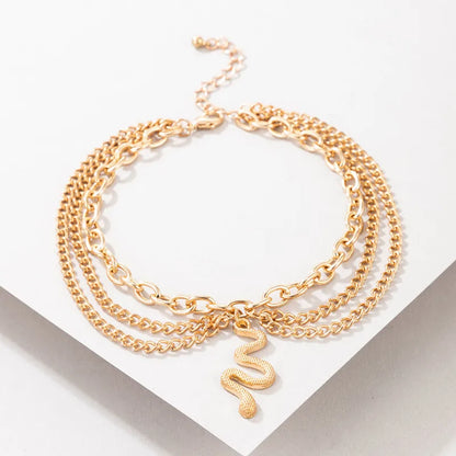 Bohemia Gold Snake Ankle Bracelet Set