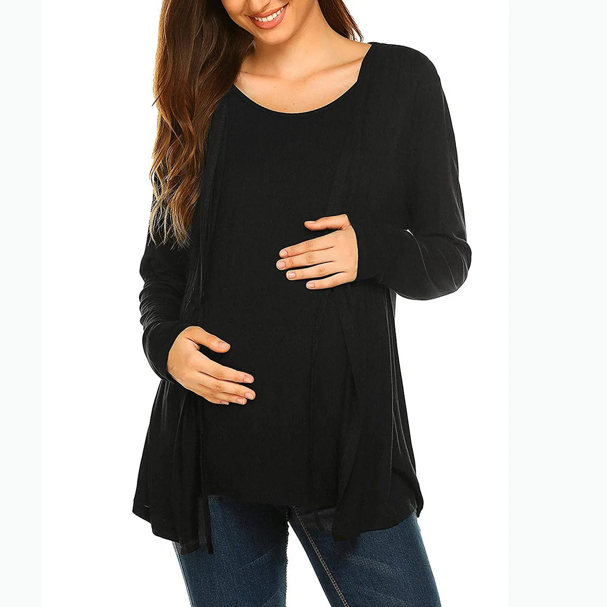 Long Sleeve Fake Two Piece Breastfeeding Pregnant T-shirt