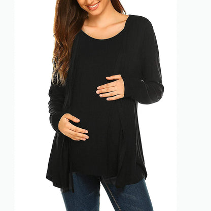 Long Sleeve Fake Two Piece Breastfeeding Pregnant T-shirt