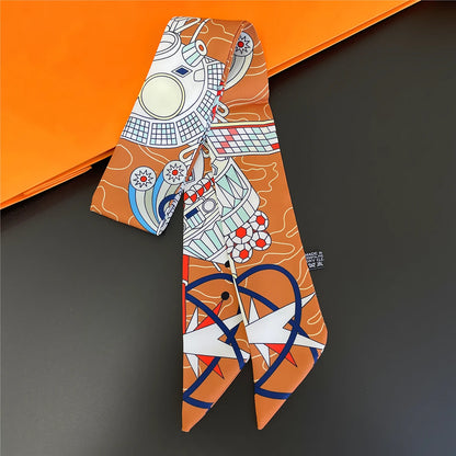 Zebra In Flowers Scarf Luxury Silk Scarf Hair Headband Foulard Skinny Scarves