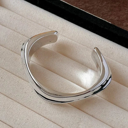 Geometric Glossy Opening Bangle Bracelets
