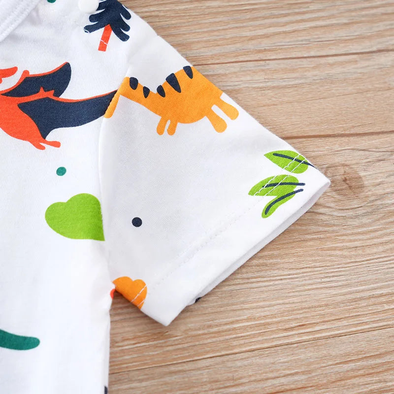 Newborn Cute Cartoon Dinosaur Full Cotton Baby Jumpsuit