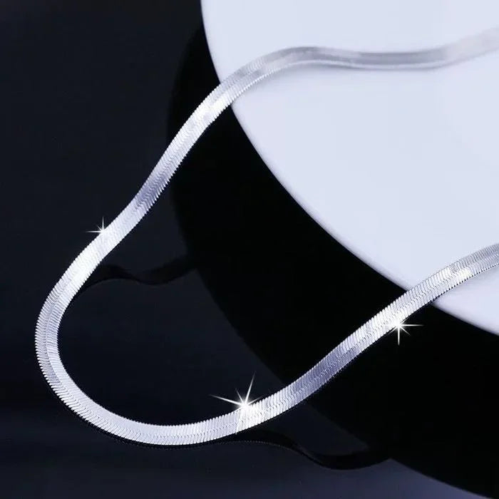 925 Sterling Silver 4MM Blade Chain Necklace Jewelry